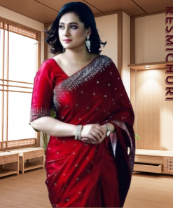 এক্সক্লুসিভ ইন্ডিয়ান ইন্ডিয়ান বিচিত্রা সিল্ক মেরুন এমব্রয়ডারি কাজ করা পার্টি শাড়ি