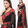 এক্সক্লুসিভ ইন্ডিয়ান ওয়েটলেস জর্জেট কালো এমব্রয়ডারি করা পার্টি শাড়ি